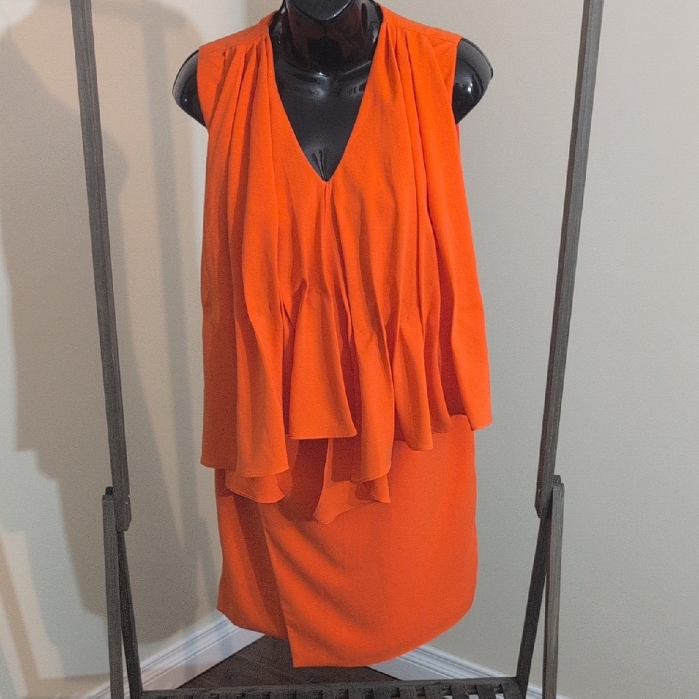 Lanvin | Vibrant Orange Sleeveless Silk Dress
